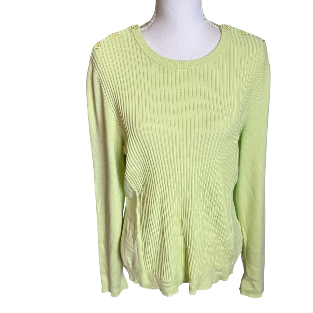J McLaughlin Ribbed Lime Green Crew Neck‎ Sweater XL